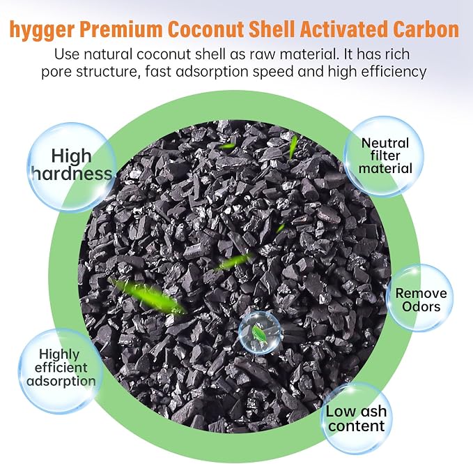 hygger Aquarium Activated Carbon, Premium Natural Coconut Shell Activated - Image 2