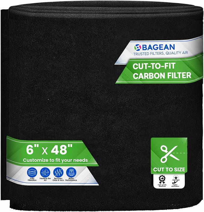 Cut to Fit Activated Carbon Filter Sheet 6” x 48” by Bagean
