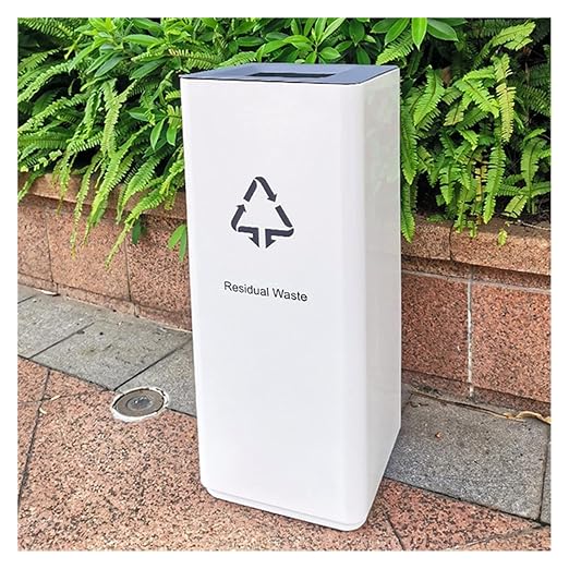 GLigeT Outdoor Trash can White Combined Trash Can Large-Capacity Square Sorting by Unknown