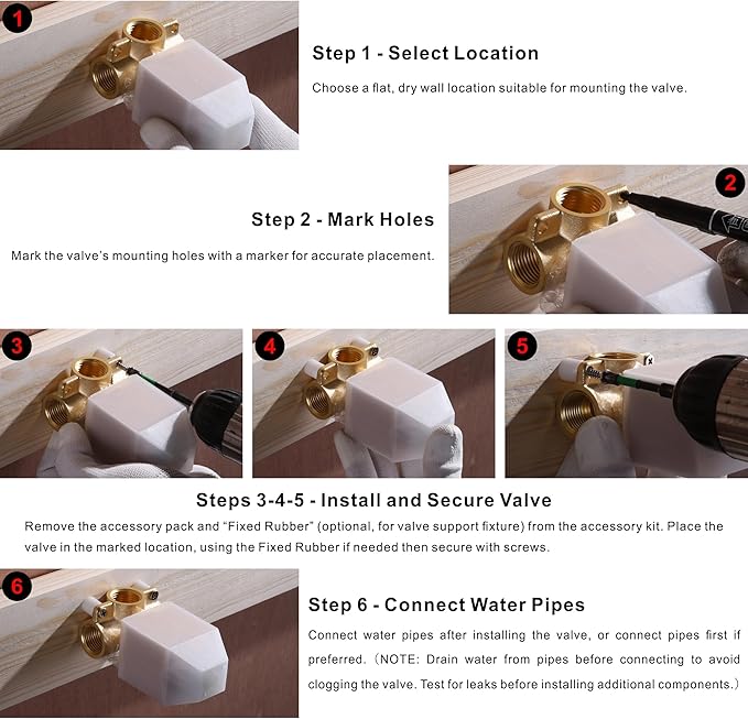 SKOWLL Shower Valve Kit Wall Mount Shower Mixing Valve Kit Brass Body Rough-In Valve Trim Kit, Polished Chrome Single Handle Control Valves Kit