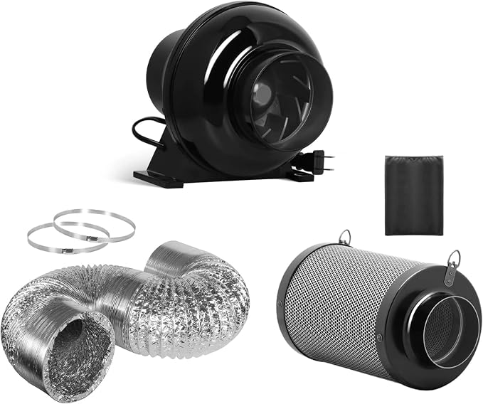 iPower 4 Inch 195 CFM Inline Fan Circulation Vent Blower, Upgrade 4" Air Carbon by iPower