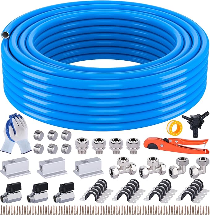 Compressed Air Line Kit, 3/4 Inch ID x 100FT HDPE-Aluminum Compressed Air by MOLAVIEE