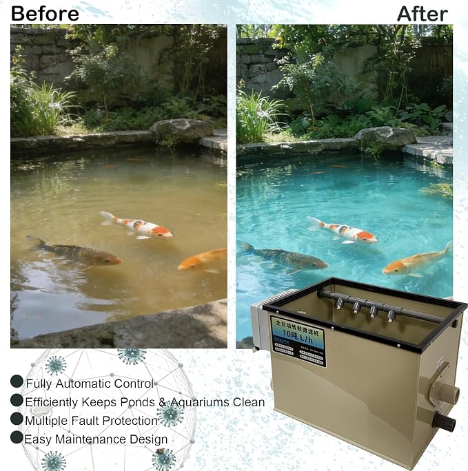 Koi Pond Rotary Drum Filter 3000GPH 220V, Fully Automatic Self-Cleaning Filter - Image 5