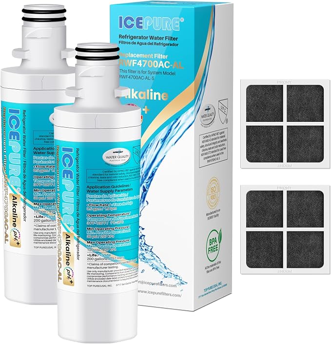 ICEPURE Alkaline LT1000PC Refrigerator Water Filter and Air Filter Replacement by ICEPURE