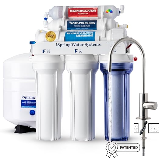iSpring RCC2AK, Upgraded 200 GPD, pH+ 6-Stage Under Sink Reverse Osmosis System by iSpring