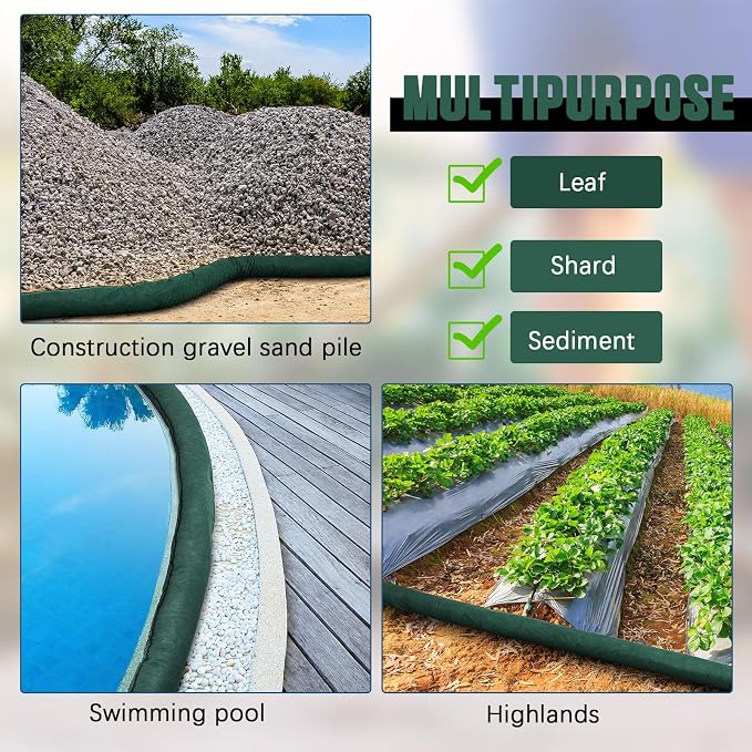 2 Pcs Sediment Filter Erosion Control Blanket Silt Fence Sock - Image 7