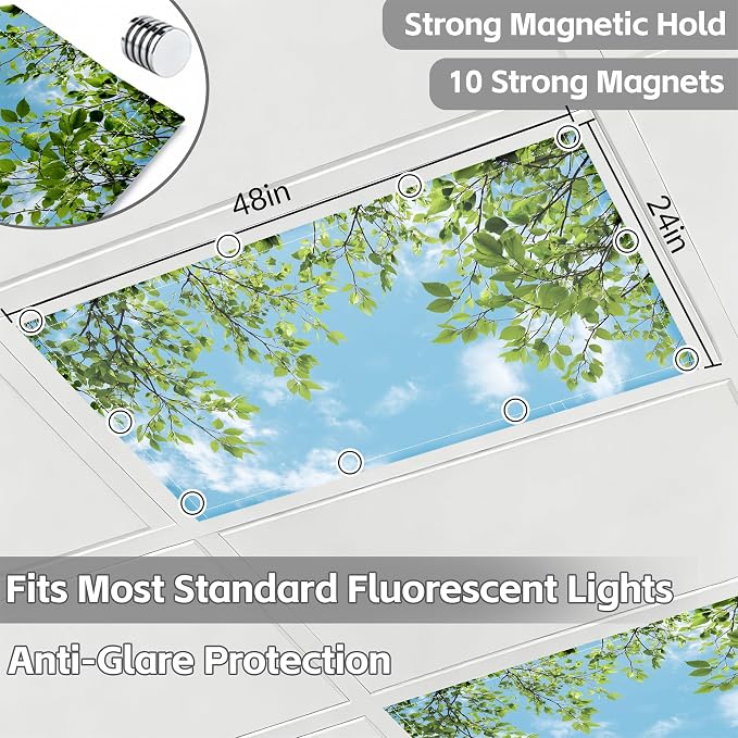 4 Pack 2x4 FT Magnetic Fluorescent Light Covers, Ceiling Light Filters - Image 2