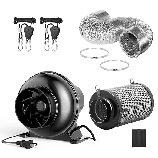 InfiniPower 4 Inch Inline Fan, 8 Feet Silver Ducting Rope Hanger by InfiniPower