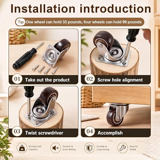 Maitys 12 Pcs 0.5" Swivel Profile Casters Wheels - Image 7