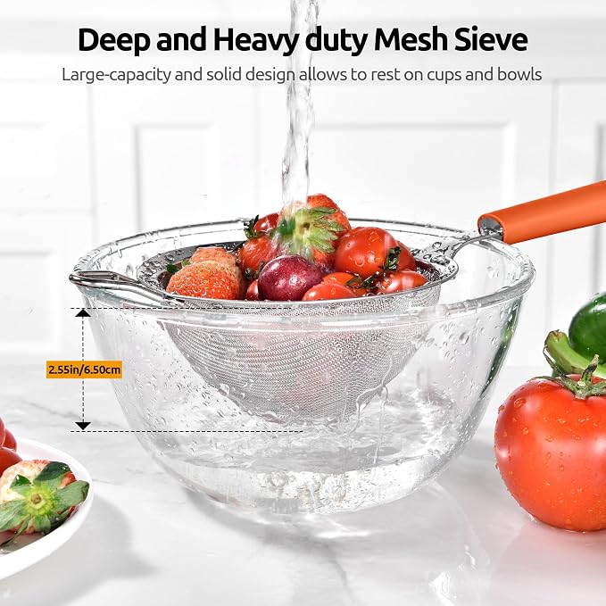 U-Taste Medium Fine Mesh Strainer: 18/8 Stainless Steel 4.73in 30 Mesh Kitchen - Image 9
