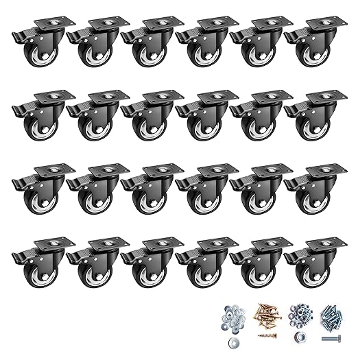 Caster Wheels - 3 Inch Casters Set of 4 Heavy Duty, BOSGEOT Locking Industrial by BOSGEOT