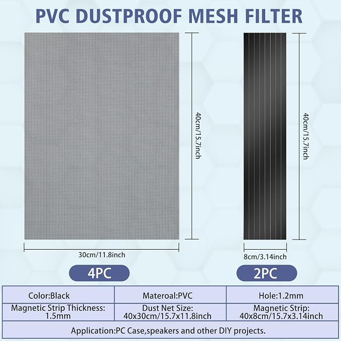 400x300mm DIY PC Case Dust Filter, 1.2mm Hole, PVC Dustproof Mesh Filter Cover - Image 2