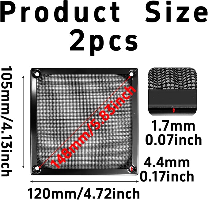 pson 2Pcs 120mm Computer Fan Dust Filter Grill - Image 2