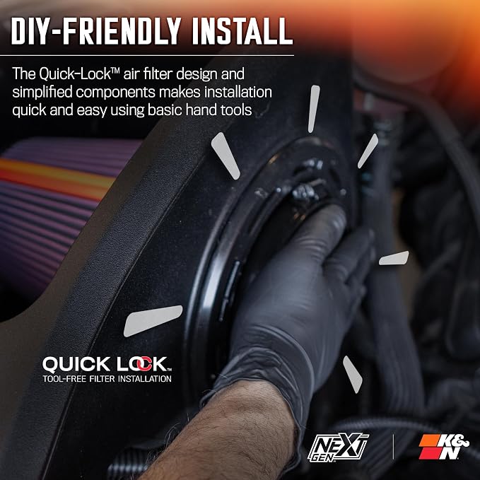 K&N NextGen Cold Air Intake System: High-Flow Cotton Filter: Compatible - Image 9