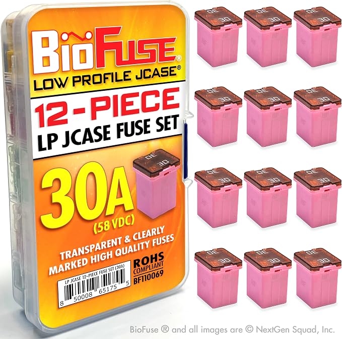 30A Low Profile JCASE 12-Piece Cartridge Fuse Assortment. Fits Most: Nissan by BioFuse