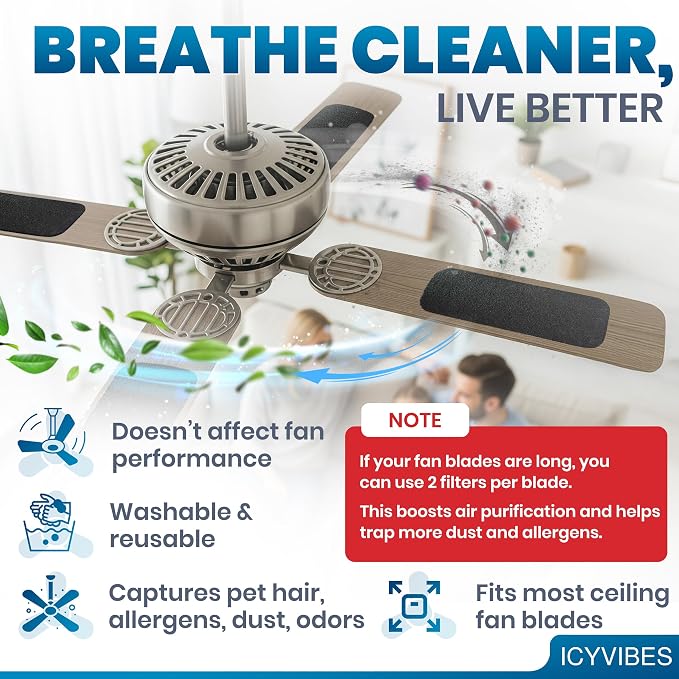Premium Ceiling Fan Filters for Blades -10 PCS Activated Carbon Air Purifier - Image 8