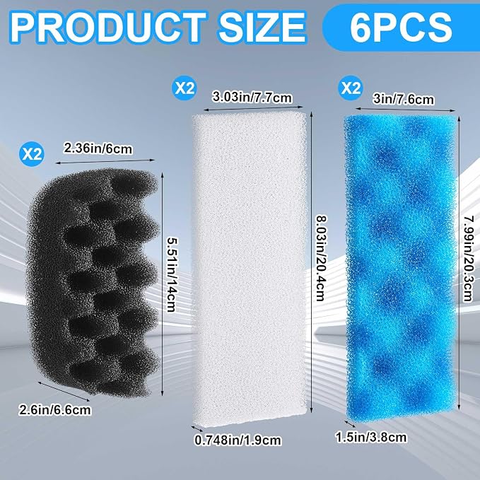 6 Pcs Aquarium Filters Bio Sponge Sets Compatible - Image 2