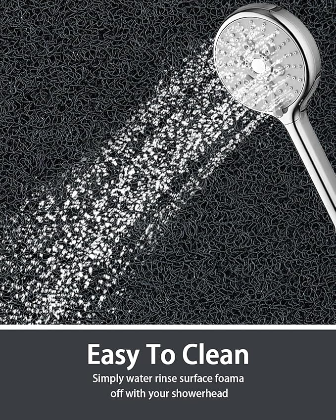 Non Slip Shower Mats for Inside Shower,17x30 Inch,Anti-Slip Bathtub Mats for Bathroom, Foot Scrubber Loofah Bath Mats for Shower, Quick Drying Shower Stall Mats for Wet Areas (Black)
