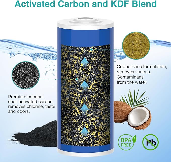 SimPure Whole House Water Filter Cartridges 5 Micron 10" x 4.5" CTO+GAC/KDF - Image 5