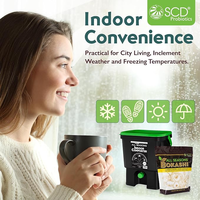 All Seasons Indoor Composter Starter Kit – 4.4 Gallon Black Organko Compost Bin - Image 3