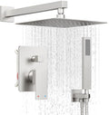 Shower System, Brushed Nickel Shower Faucet Set with 12-Inch Rain Showerhead and Handheld Spray, Wall Mounted High-Pressure Showerhead Combo Set Included Valve and Trim, Brushed Nickel
