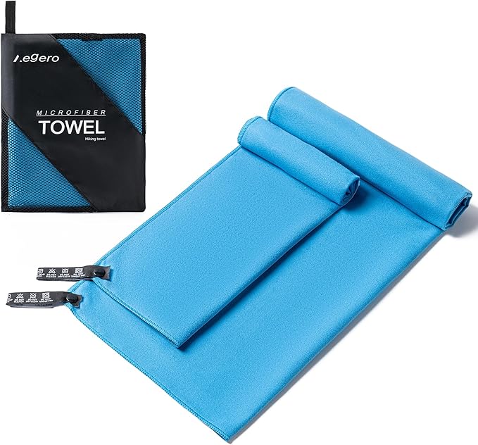 Camping Towel,2 Pack Microfiber Travel Sports Towel,Quick Dry-Super Absorbent-Ultra Compact-Ultra Soft-Lightweight.Suitable for Gym,Yoga,Trip,Beach,Shower,Backpacking,Pool(Blue)
