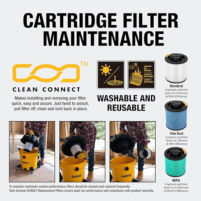 DEWALT Shop Vac Filters, DXVC6914 HEPA Cartridge Filter, Vacuum Filter - Image 7