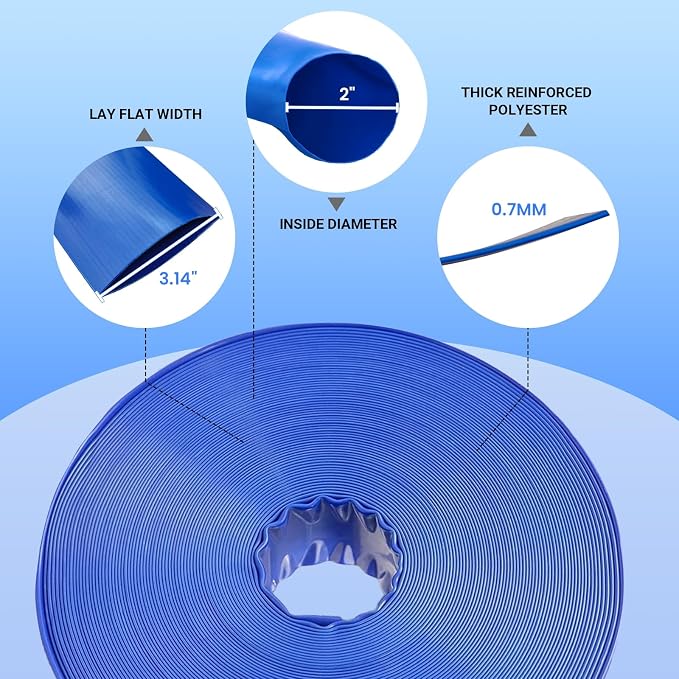 Poolvio Backwash Hose 2" x 100 ft, Tear-Resistant & Leak-Free - Image 3