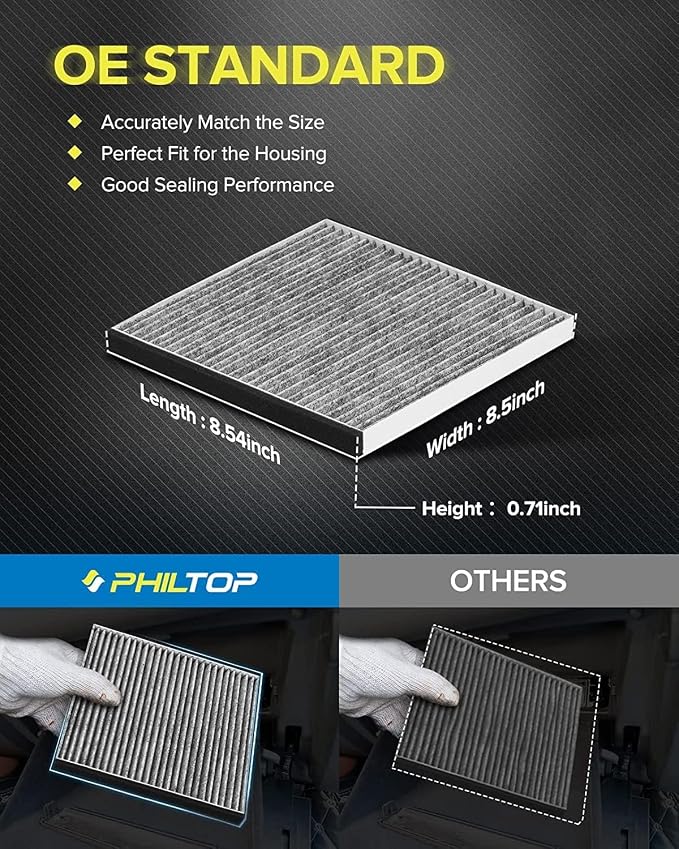 PHILTOP Cabin Air Filter w/Activated Carbon, Compatible - Image 6