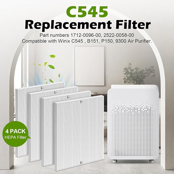 C545 True HEPA Replacement Filter 4 Pack H13 True HEPA Air Filter Replacement - Image 3