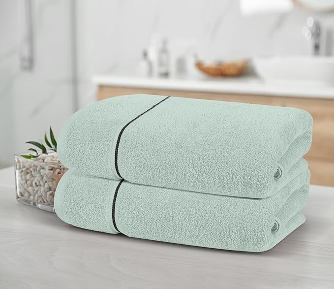 MyOwn Cotton 2 Pack Oversized Bath Towel Set 28x55 inches, Large Bath Towels, Ultra Absorbant Compact Quickdry & Lightweight Towel, Ideal for Gym Travel Camp Pool - Sea Green