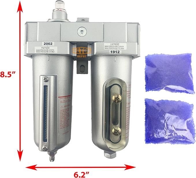 3/4" NPT HEAVY DUTY Industrial Grade 2 Stages Coalescing Filter Desiccant Dryer - Image 2