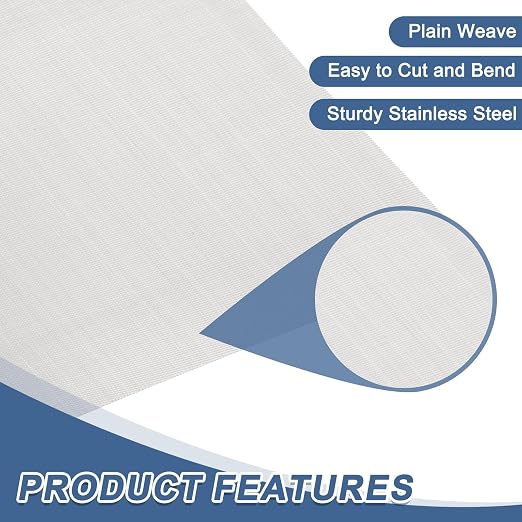 uxcell 120 Mesh 39" x 12" Woven Wire Mesh, 304 Stainless Steel Air Vent Filter - Image 3