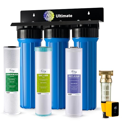 iSpring Whole House Water Filter System w/Auto-Flushing Spin Down Sediment by iSpring