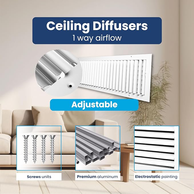 30x8 Aluminum 1-Way Air Vent Cover Wall Ceiling Register Multi-Shutter Damper - Image 4