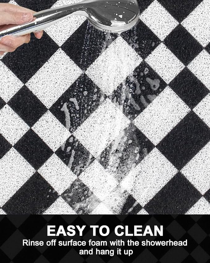 Shower Mat Non Slip - Quick Drying Anti Slip Shower Mats for Inside Shower, Soft PVC Loofah Foot Scrubber Mat, Extra Large Bath Mat for Shower, Tub, Bathroom, Floor, Kitchen, Home, Pool, Hotel