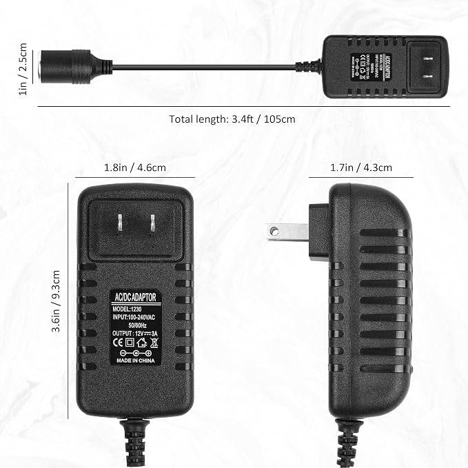 12v 3a 36w ac to dc Converter, Ac/Dc Switching Adapter, Car Cigarette Lighter - Image 5
