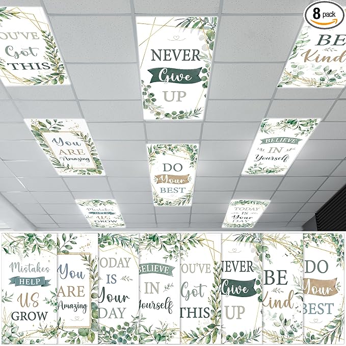 8Pcs Classroom Light Covers for Fluorescent Lights by Shemilly