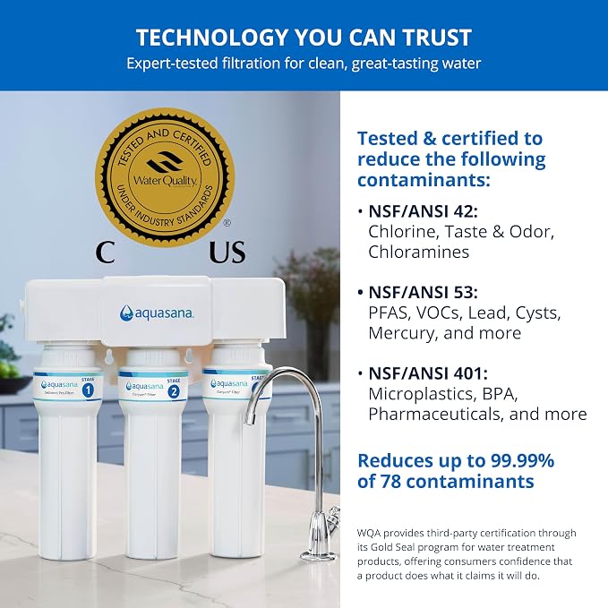 Aquasana Under Sink Water Filter | 3-Stage Max Flow Claryum Filtration | WQA - Image 4
