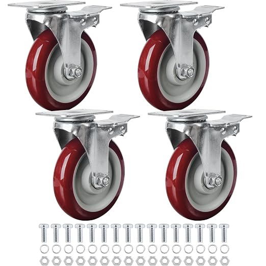 Finnhomy 5 Inch Casters Wheels Set of 4 Heavy Duty Plate Swivel Locking Casters by Finnhomy