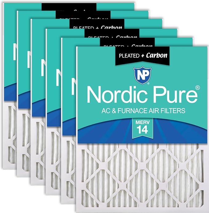 Nordic Pure 12x24x1 Pleated Air Filters MERV 14 Plus Carbon 6 Pack by NordicPure