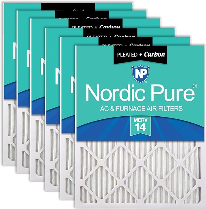 Nordic Pure 14x20x1 Pleated Air Filters MERV 14 Plus Carbon 6 Pack by NordicPure