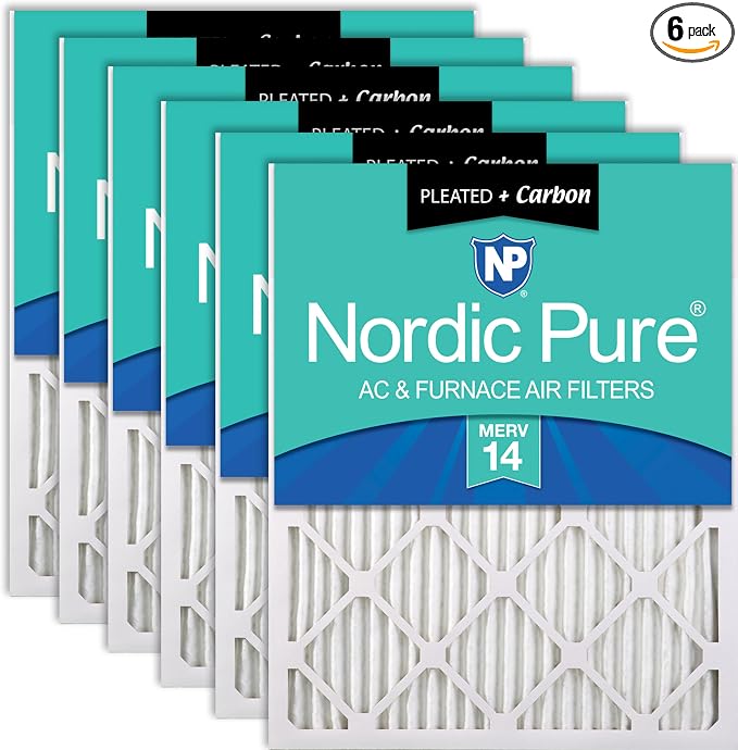 Nordic Pure 18x20x1 Pleated Air Filters MERV 14 Plus Carbon 6 Pack by NordicPure