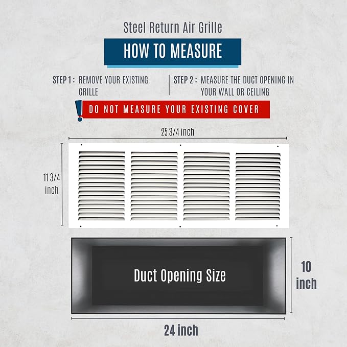 Fits 24x10 Duct Opening | Steel Return Air Grille by Handua | Vent Cover Grill - Image 2