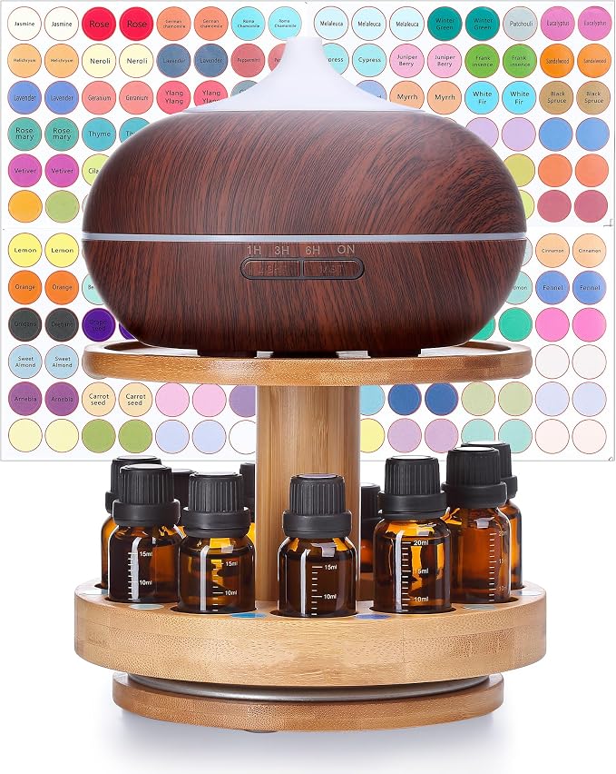 TJ.MOREE Bamboo Essential Oil Organizer 2-Tier Carousel Holder | Bamboo Material by TJMOREE