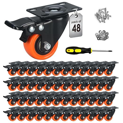2" Caster Wheels Set of 48, Heavy Duty by ASHGOOB