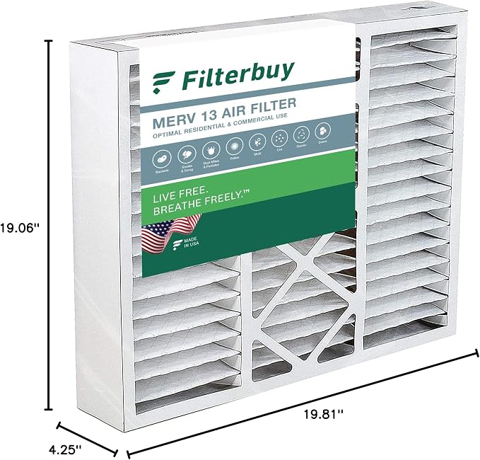 Filterbuy 19x20x5 Air Filter MERV 13 Optimal Smoke & Allergy Defense, Pleated - Image 10
