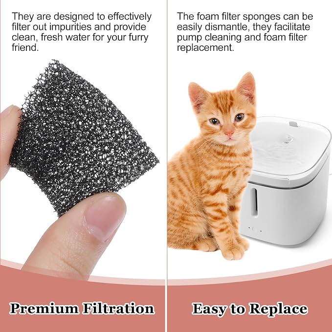 30 PCS Replaced Foam Filters, Pet Fountain Replacement Filters Cat Water - Image 2