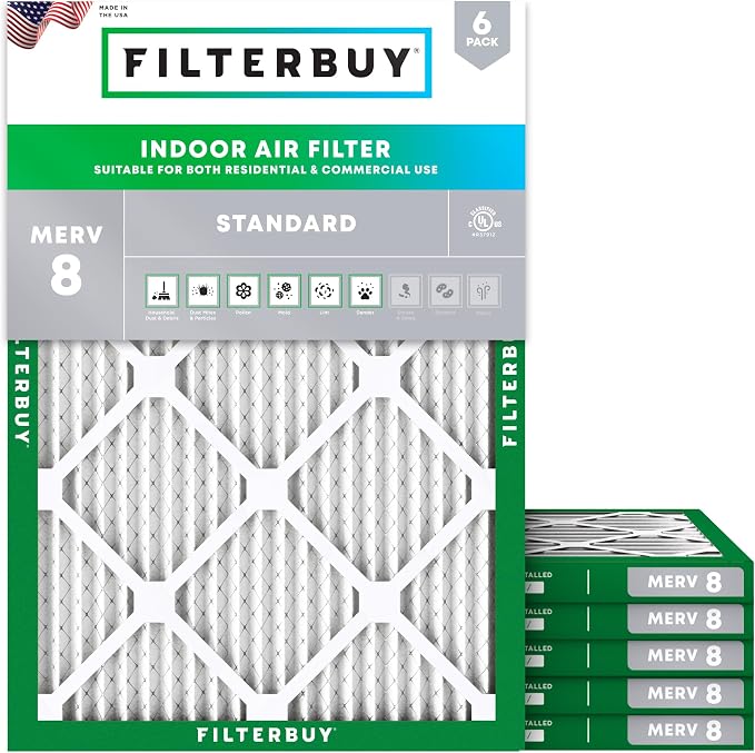 Filterbuy 16.5x21.5x1 Air Filter MERV 8 Essential Dust & Allergy Defense by Filterbuy