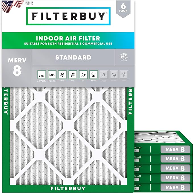 Filterbuy 10x14x1 Air Filter MERV 8 Essential Dust & Allergy Defense, by Filterbuy